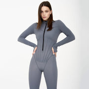 Sexy Zipper Jumpsuit for Women - Long Sleeve Tight Fit