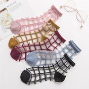 Ultra-Thin Plaid Socks for Women - Japanese Style