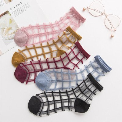 Ultra-Thin Plaid Socks for Women - Japanese Style