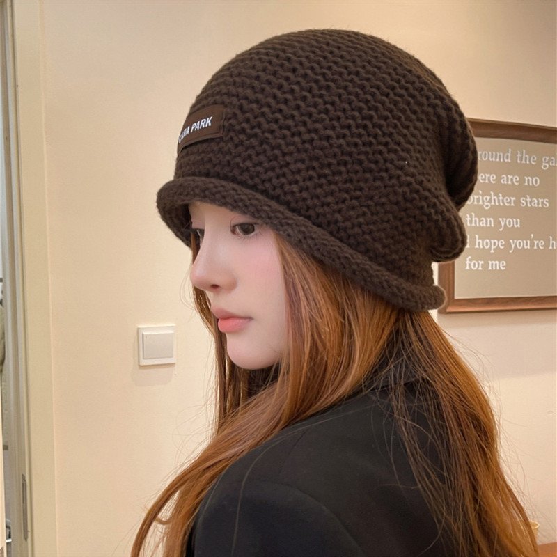 Breathable Wool Knit Letter Cap for Women