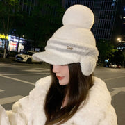 Warm Knit Peaked Cap for Women