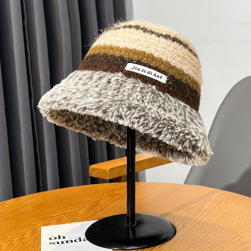 Warm Fisherman Hat for Women, Adjustable Knitted Wool Beanie, Windproof & Insulated