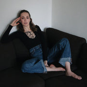 Sexy Low-Cut Hollow-Out Tie-Up Long Sleeve Jumpsuit