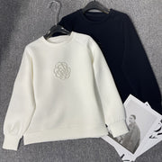 Beaded Camellia Air Layer Pullover Sweater