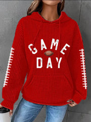 Women's Rugby Print Waffle Hooded Sweatshirt