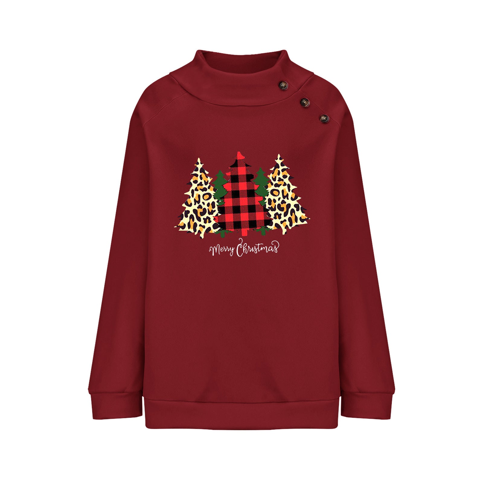 Women's Festive Button Christmas Long Sleeve Sweatshirt