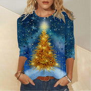 Festive 3D Christmas Print Long Sleeve Casual T-Shirt