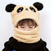 Cozy Cartoon Animal Ear Beanie for Kids – Thick Lined Soft Winter Hat with Neck Warmer, Hand Washable, Ages 3‑14