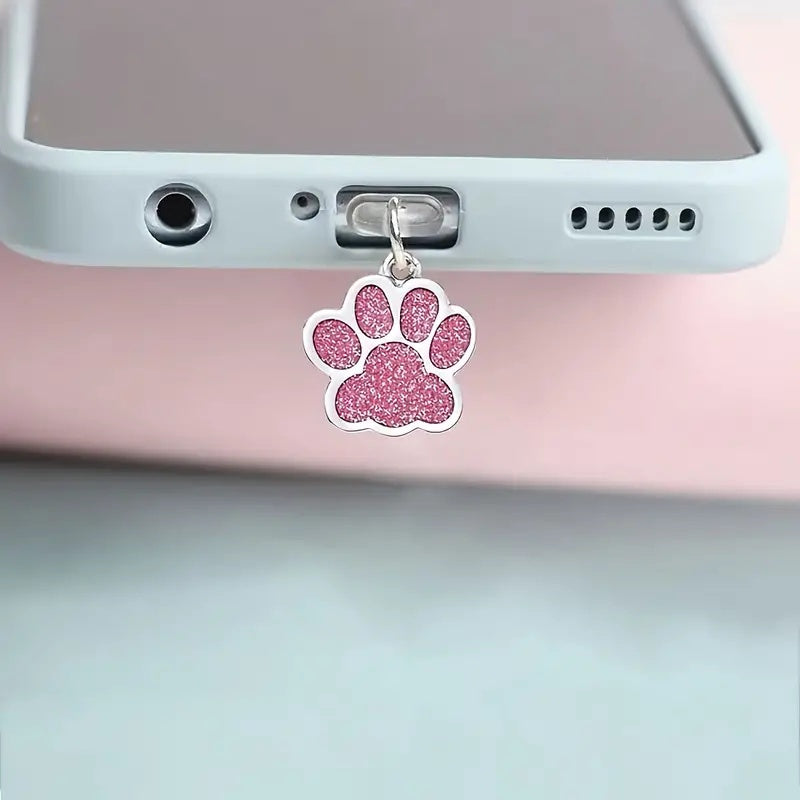 Mini Paw‑Shaped Phone Dust Plug for iPhone and Type‑C Android Ports