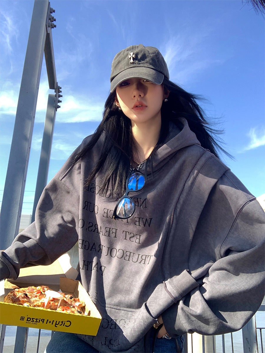 Women's Retro Oversized Graphic Hoodie American Streetwear