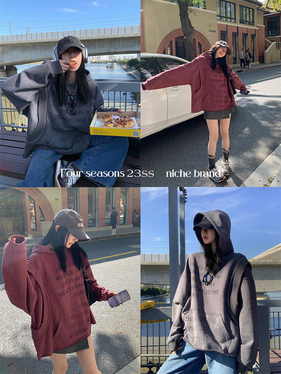 Women's Retro Oversized Graphic Hoodie American Streetwear