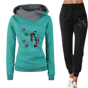 Women's Casual Hoodie Jumpsuit Set with Big Feet Fun Design