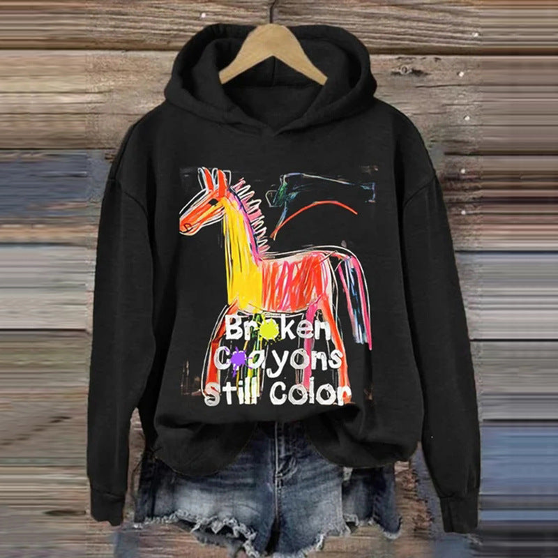 Cozy 3D Digital Print Drop-Shoulder Casual Pullover Sweater