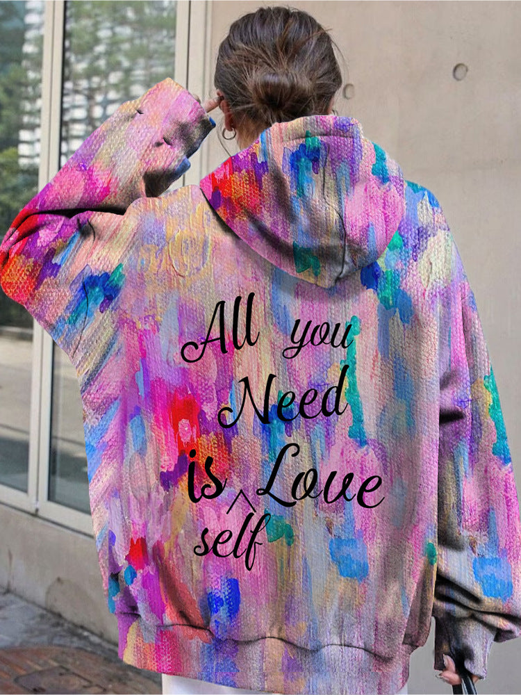 Cozy 3D Digital Print Drop-Shoulder Casual Pullover Sweater