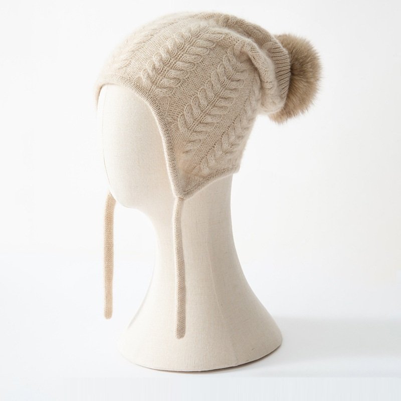 Winter Cashmere Ear Protection Twisted Knitted Hat
