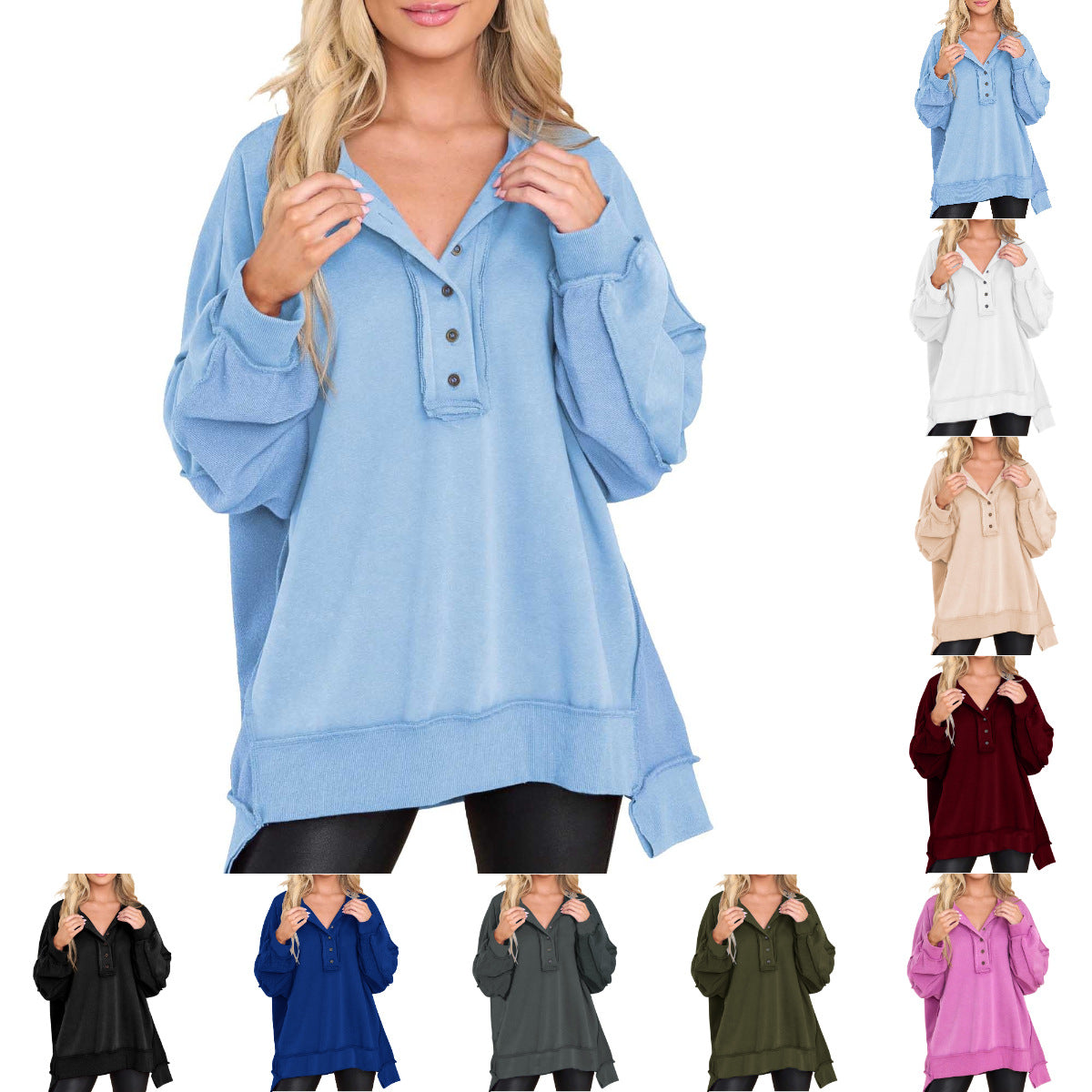 Women's Solid Color Round Neck Long Sleeve Top