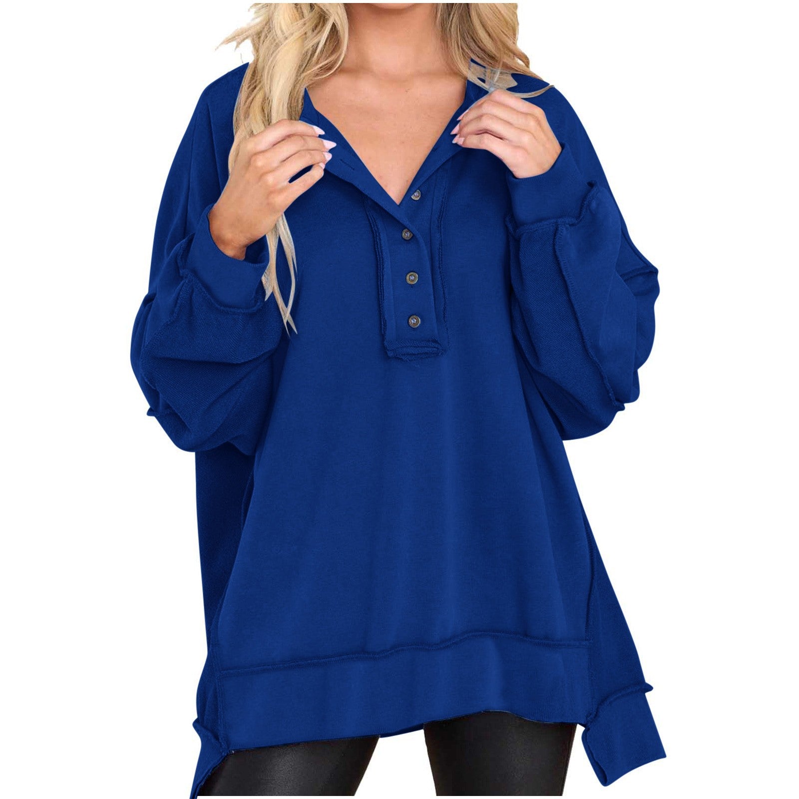 Women's Solid Color Round Neck Long Sleeve Top