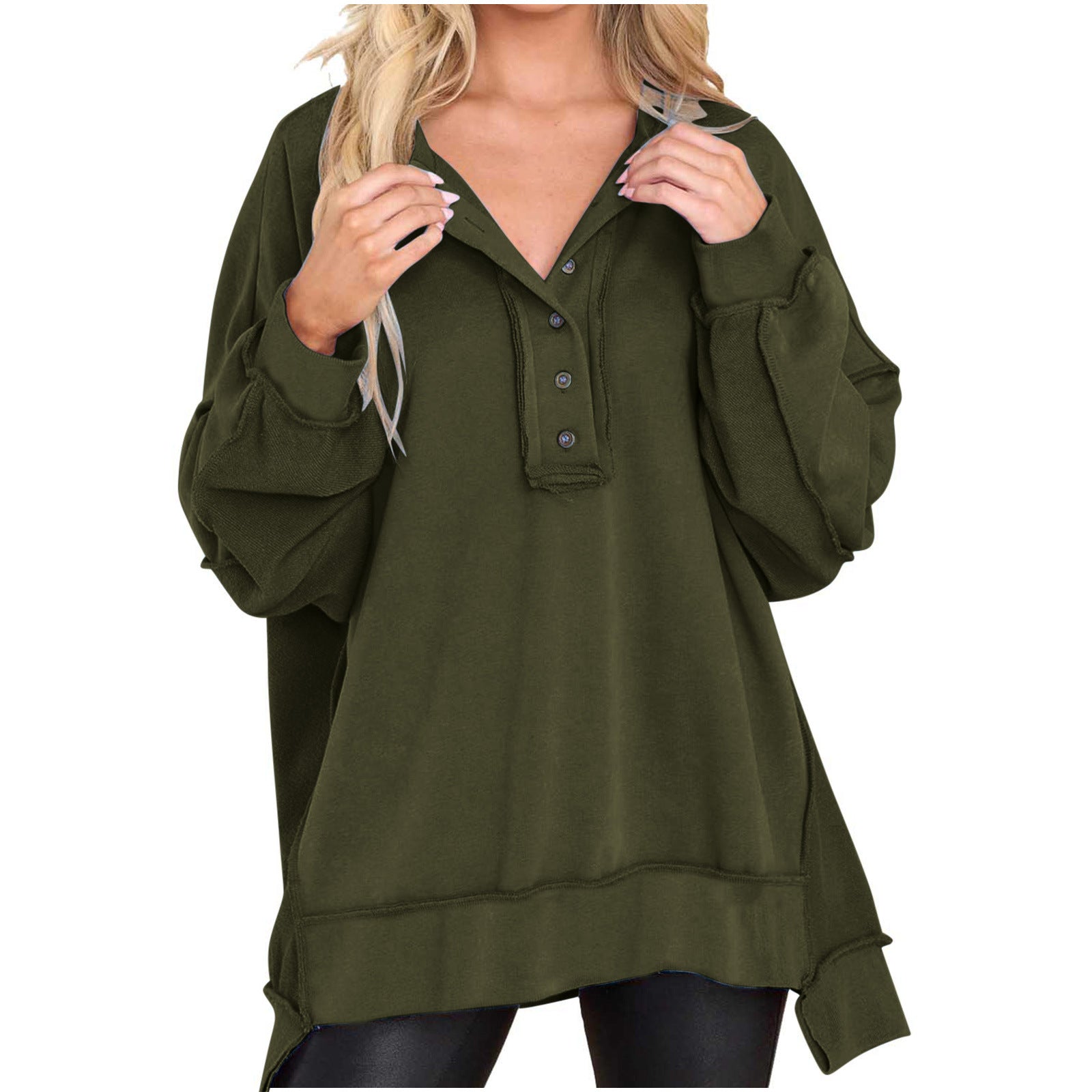 Women's Solid Color Round Neck Long Sleeve Top