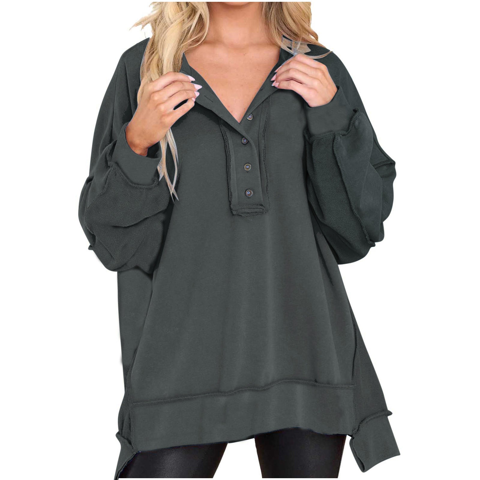 Women's Solid Color Round Neck Long Sleeve Top