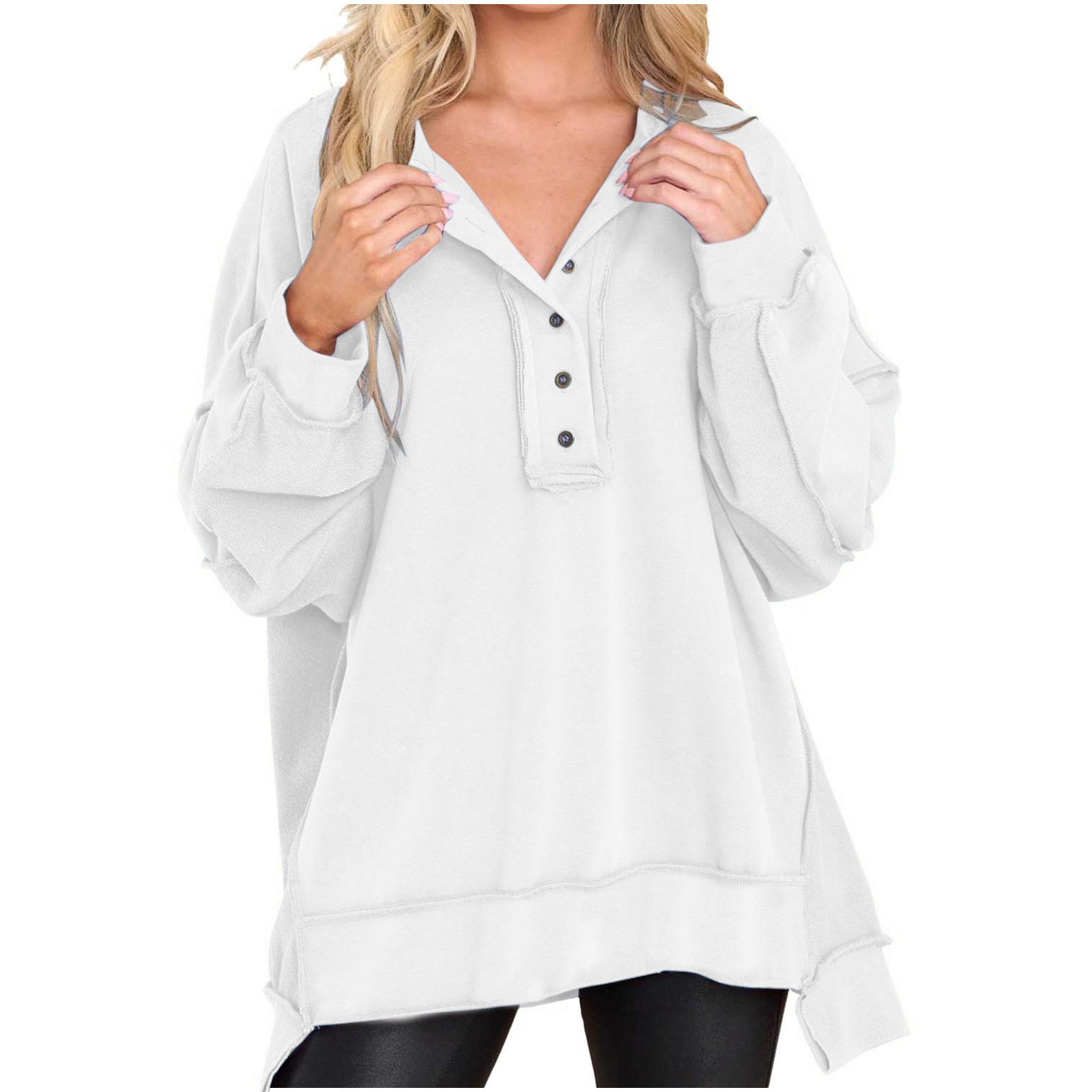 Women's Solid Color Round Neck Long Sleeve Top