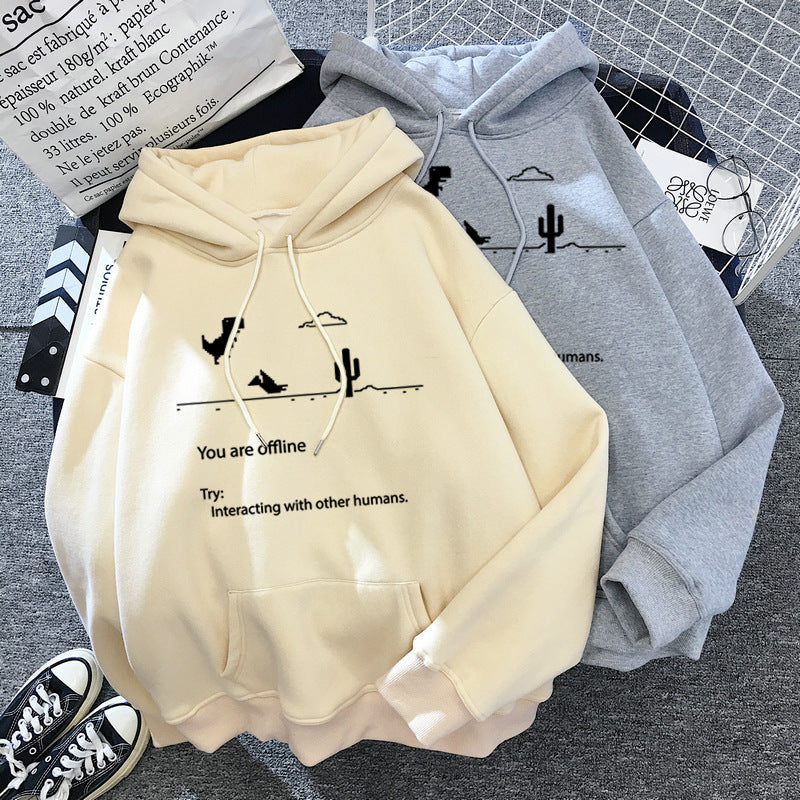 Retro Dinosaur Print Casual Women's Pullover Sweater