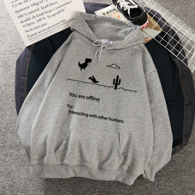 Retro Dinosaur Print Casual Women's Pullover Sweater