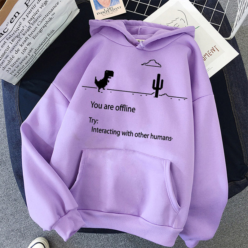Retro Dinosaur Print Casual Women's Pullover Sweater