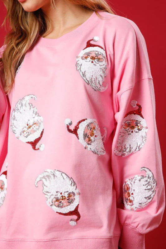 Women's Christmas Sequined Loose Casual Crew Neck Sweater