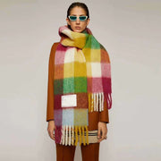 Stay Warm with Plaid Mohair Scarf