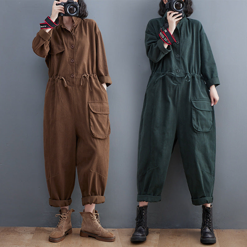 Plus Size Retro Loose One-Piece Casual Jumpsuit