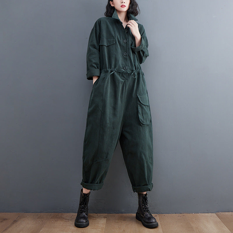 Plus Size Retro Loose One-Piece Casual Jumpsuit