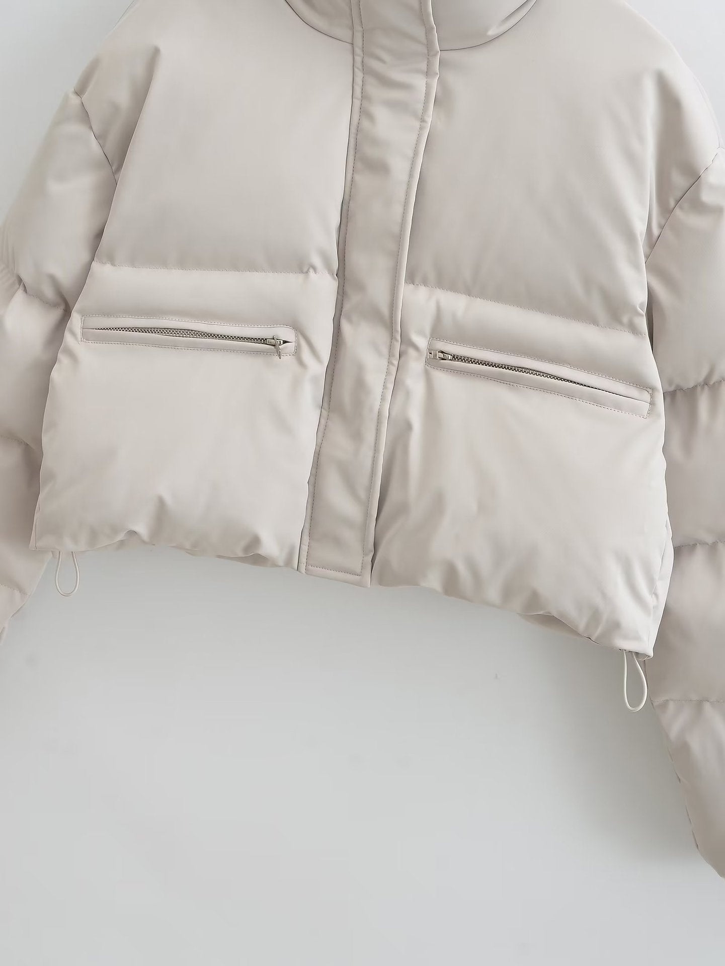 Women's Stand Collar Zipper Short Down Winter Coat
