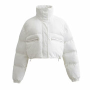 Women's Stand Collar Zipper Short Down Winter Coat