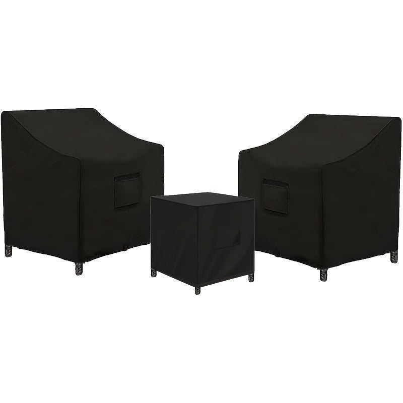 3pcs Black 600D Durable Fabric Outdoor Veranda Patio Garden Furniture Cover Set, Fit for Outdoor Wicker Patio Furniture Sets, Rattan Chair Conversation Sets, All-Season Protection, Patio Furniture Covers, Patio Furniture C, Garden Furniture Outdoor, Garde