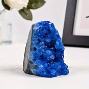 [Natural Blue Crystal] 1pc Natural Blue Crystal Cluster - Handcrafted Aesthetic Home Decor with Sparkling Starry Inclusions, Unique Holiday Gift for Christmas Halloween Hanukkah Easter, Spiritual…