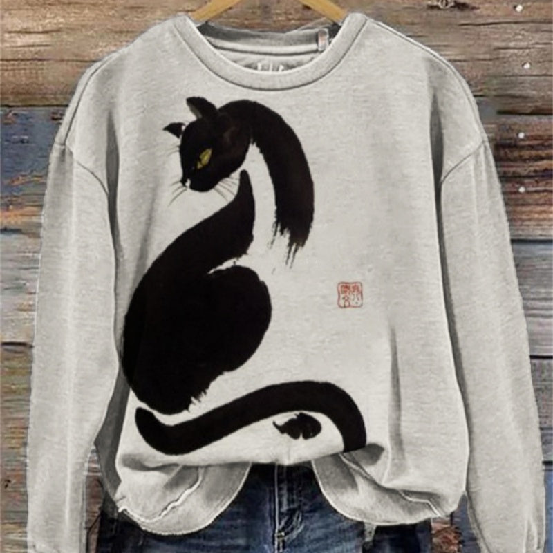 Plus Size Striped Loose Casual Round Neck Sweater
