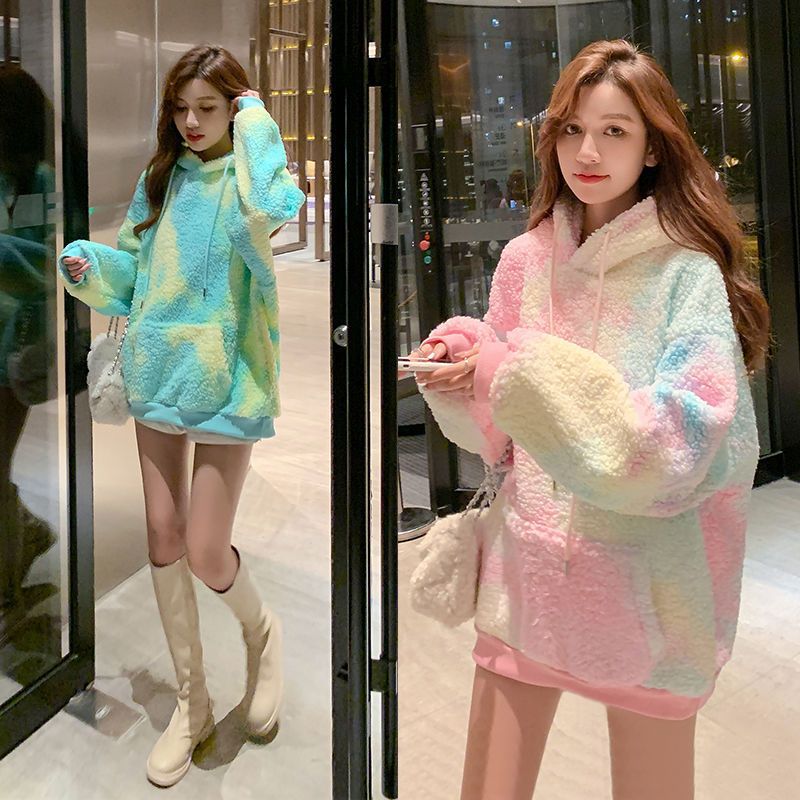 Cozy Fleece-Lined Tie-Dye Hooded Sweater