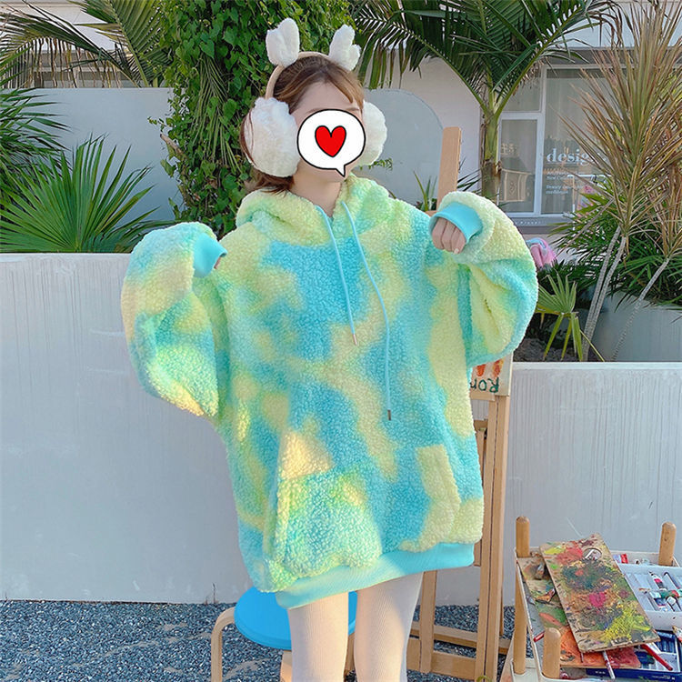 Cozy Fleece-Lined Tie-Dye Hooded Sweater