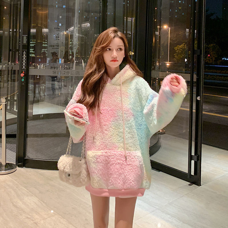 Cozy Fleece-Lined Tie-Dye Hooded Sweater