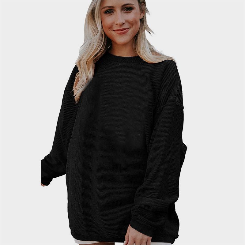 Women's Letter Print Casual Round Neck Pullover Sweater