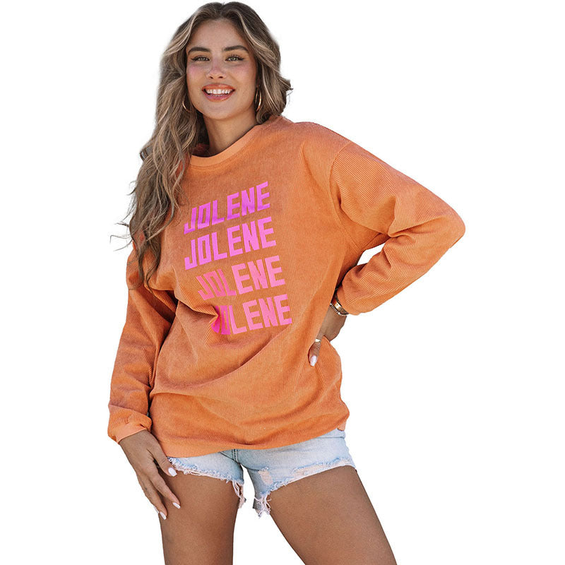 Women's Letter Print Casual Round Neck Pullover Sweater