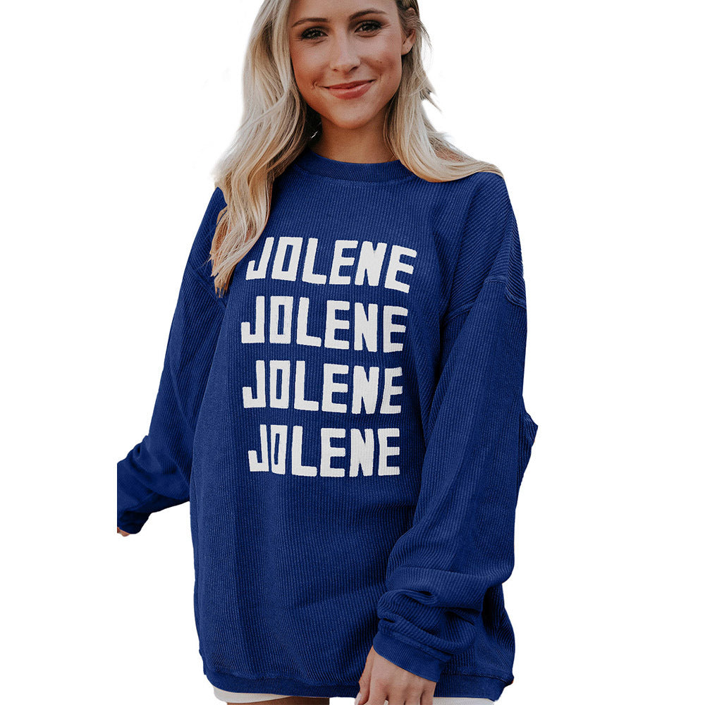 Women's Letter Print Casual Round Neck Pullover Sweater