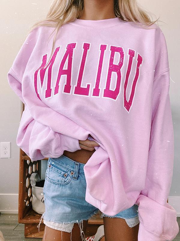 Cozy Plus Size Round Neck Printed Loose Pullover Sweater