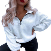 Cozy Women's Long-Sleeve Lapel Flannel Pullover Sweater