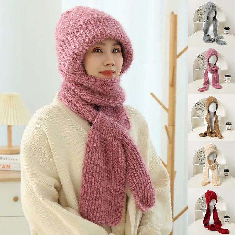 Winter Warm Knitted Hat Scarf Set for Women