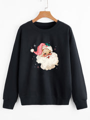 Festive Santa Claus Women's Long Sleeve Cotton Holiday Sweater