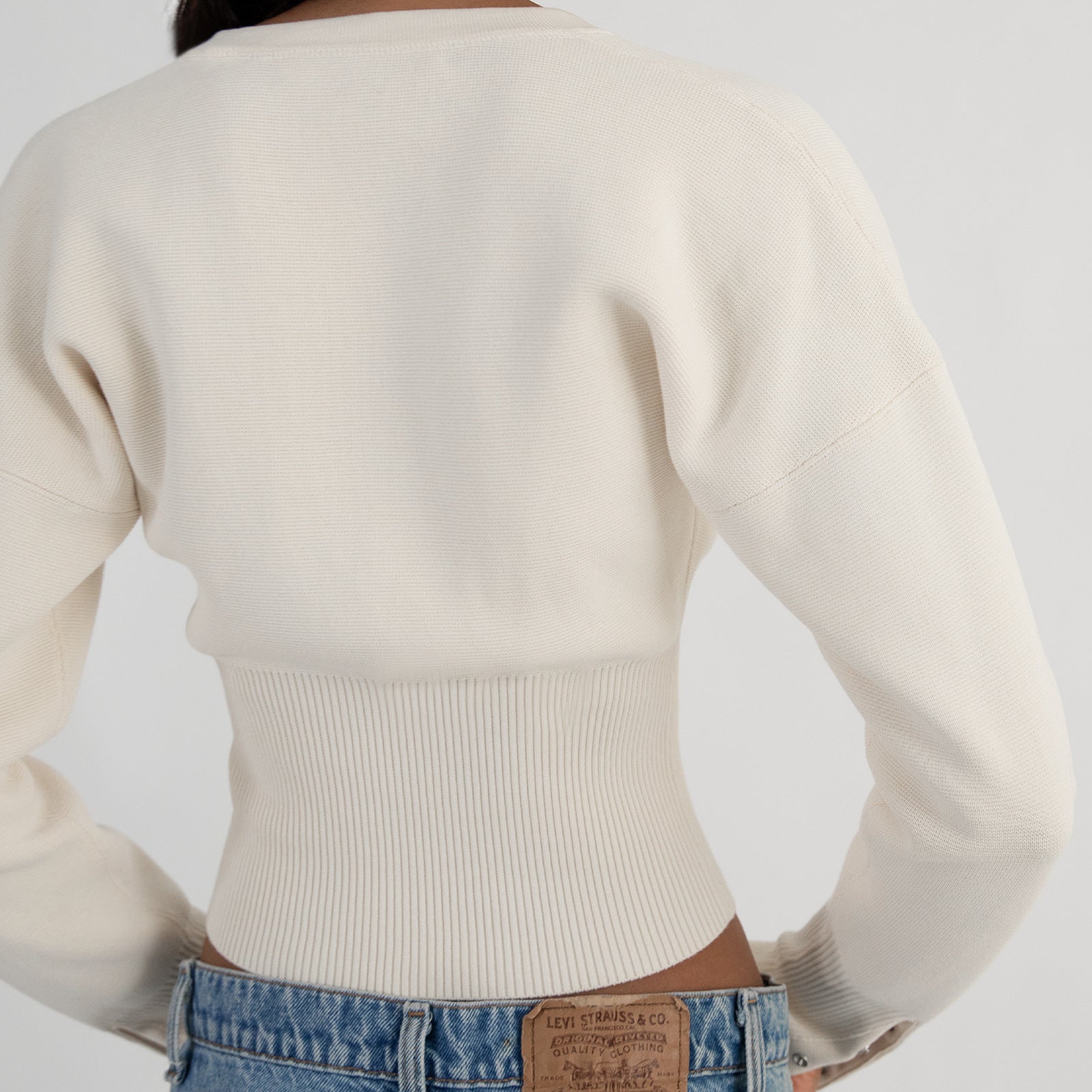 Ribbed Long Sleeve Button-Up Top for Women