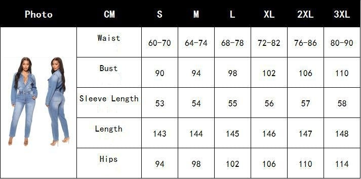 Washed Denim Long Sleeve Slim Waist Jumpsuit