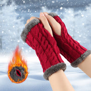 Warm Fingerless Gloves for Women - Thickened Fleece Gloves for Cold Winter