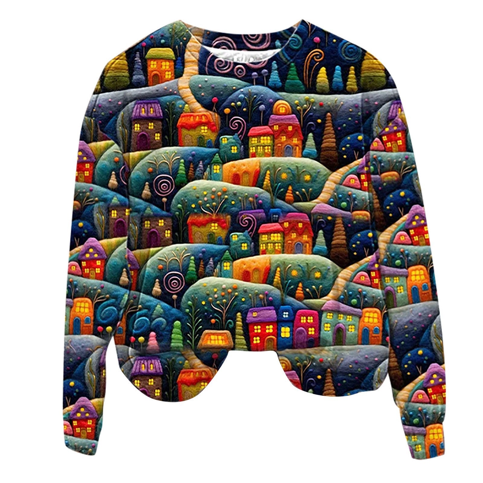 Festive Santa Claus Print Casual Holiday Sweater Top